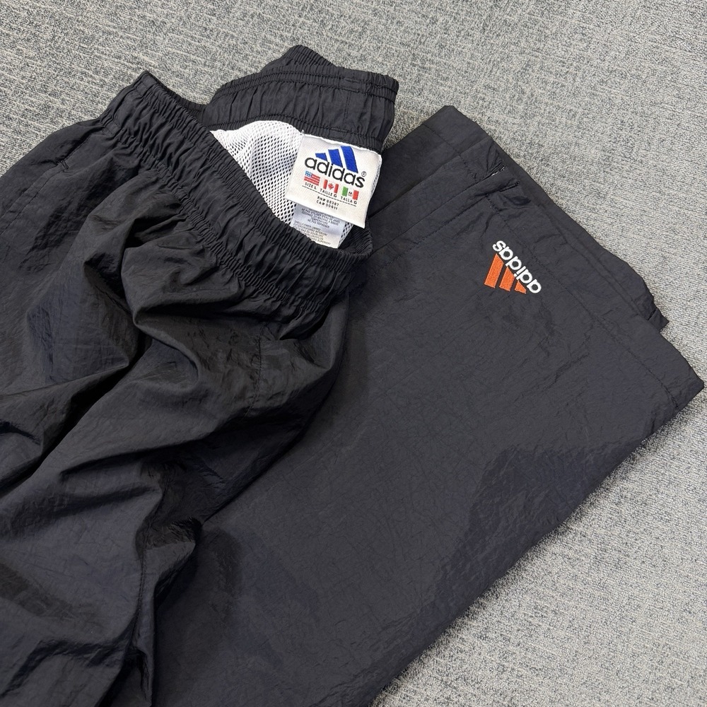 Vintage Y2K Adidas Pants‎ Mens L Black Orange Logo Track Windbreaker Ankle Zip